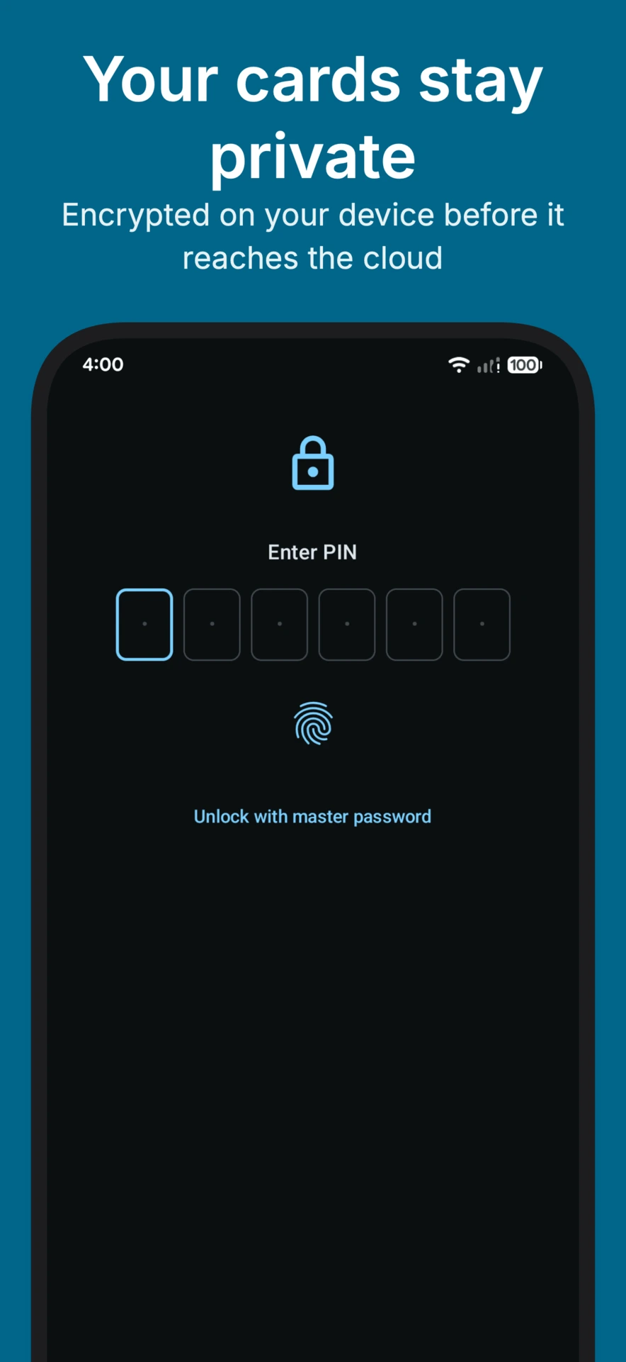 PIN-locked encrypted loyalty card wallet