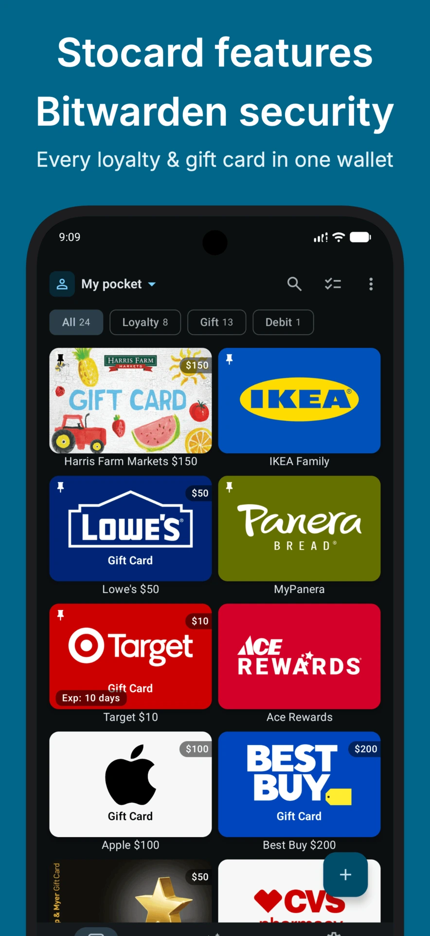 Loyalty and gift cards in one encrypted wallet